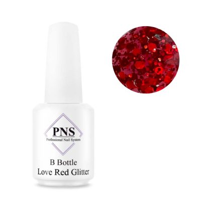 PNS B Bottle Love Red Glitter